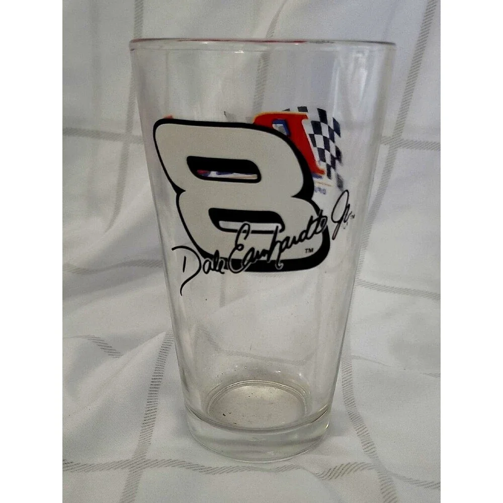 Nascar Pint Glass Dale Earnhardt Jr. #8 Black and White Racing Pint Glass